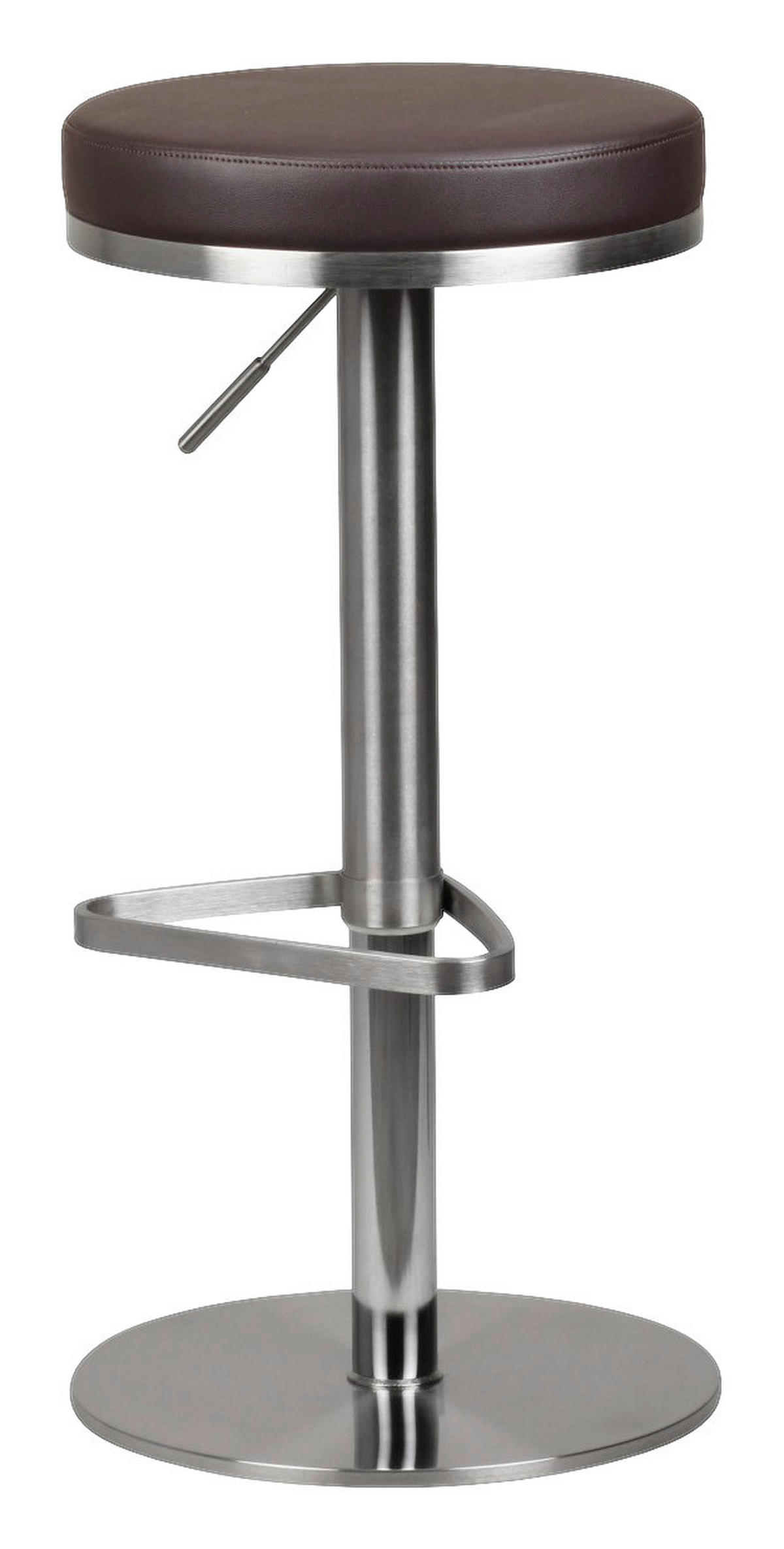 Barhocker dunkelbraun Edelstahl Kunstleder Edelstahl Edelstahl Barhocker - dunkelbraun/Edelstahl - Wohnling