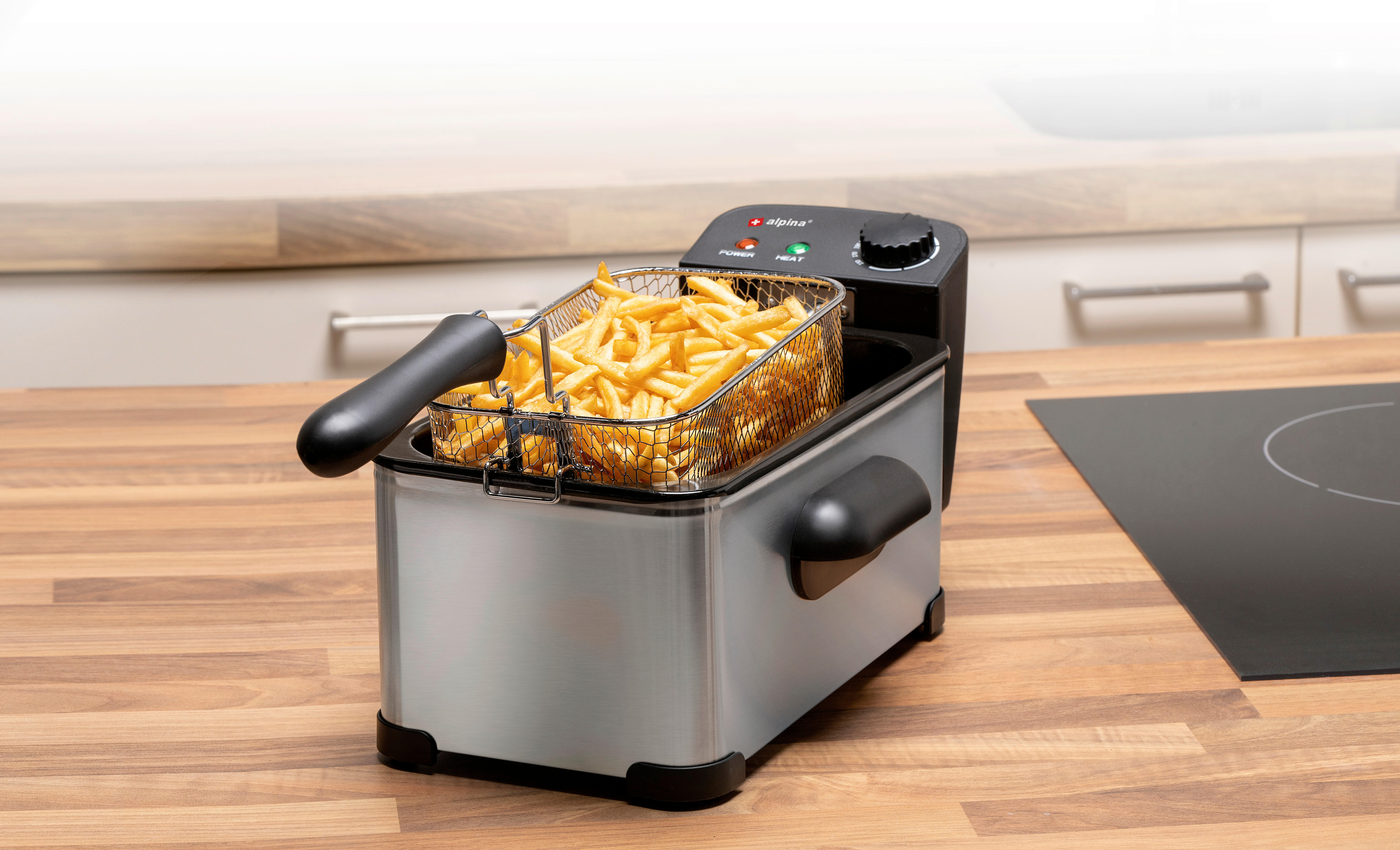 Alpina Fritteuse silber Edelstahl ca. 3 l Fritteuse - silber (3,00l) - Alpina