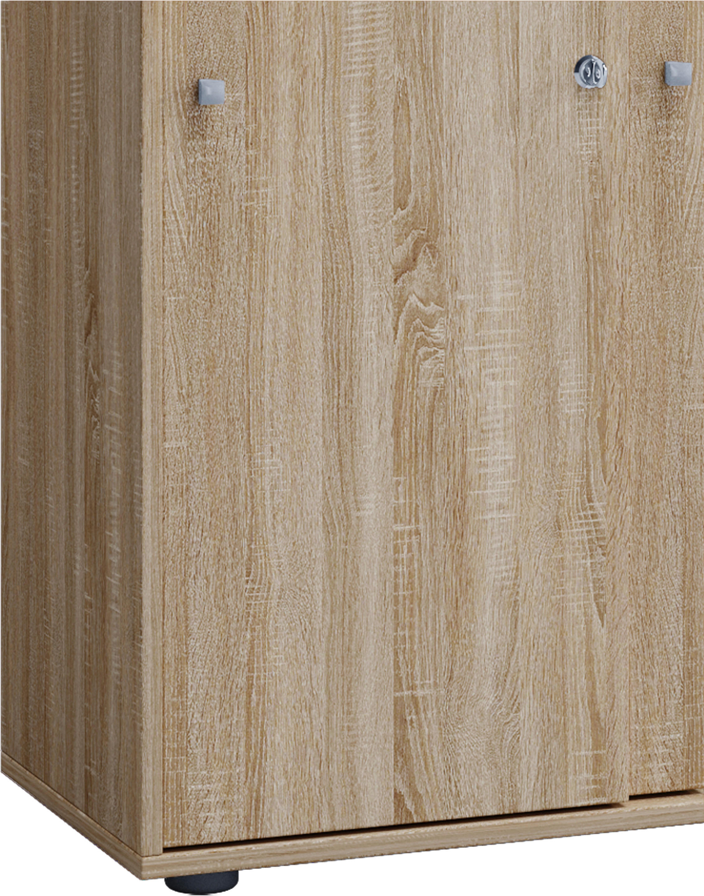 Büroschrank Lona XXL mit Schiebetüren Eiche Sonoma Nachbildung weiß B/H/T: ca. 70x184x37 cm Lona XXL mit Schiebetüren - Eiche/weiß (70,00/184,00/37,00cm) - VCM Möbel