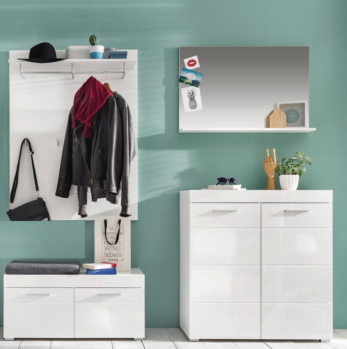 Garderobenspiegel Amanda weiß B/H/T: ca. 91x60x14 cm Amanda - weiß (91,00/60,00/14,00cm) - Trendteam