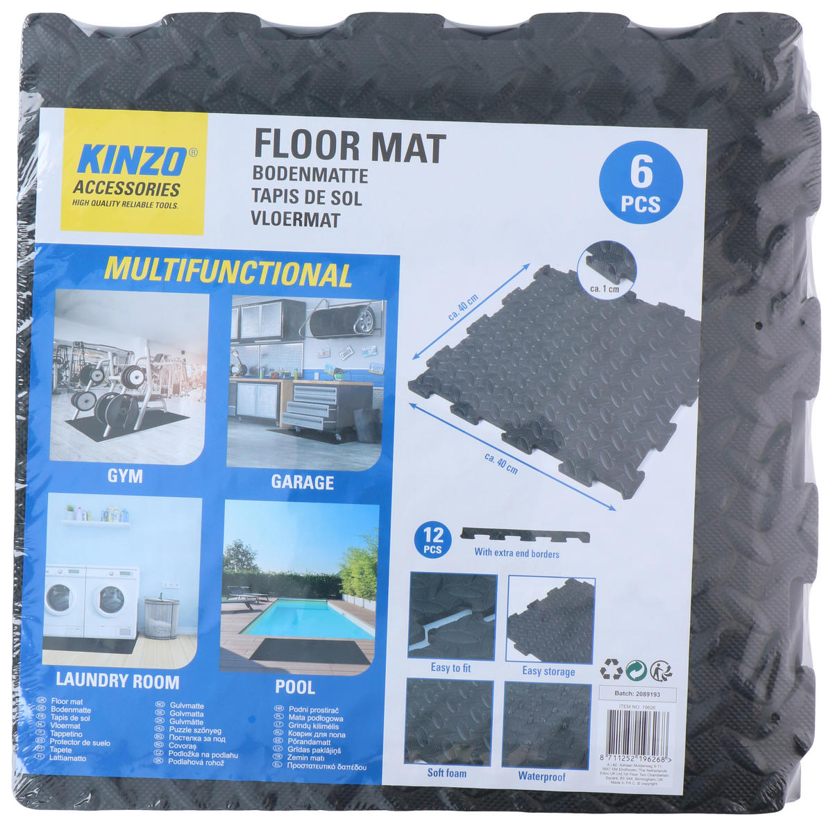 Bodenmatte schwarz B/H/L: ca. 40x1x40 cm 6 tlg. Bodenmatte_6Stck. - schwarz (40,00/40,00/1,00cm)