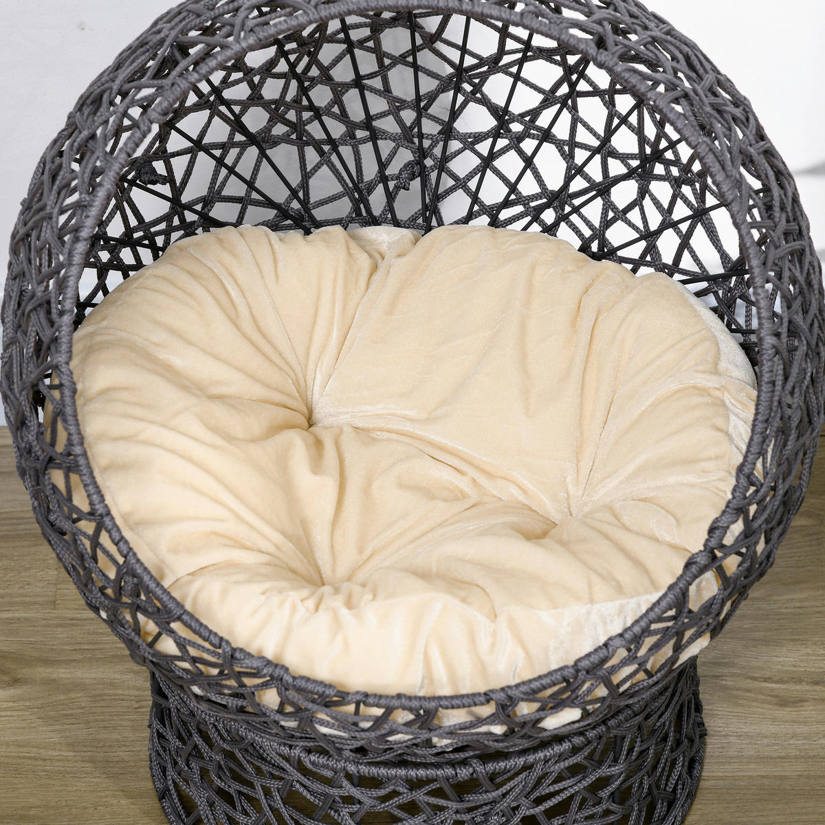 PawHut Katzenkorb cremeweiß Baumwolle B/H/L: ca. 50x60x50 cm Katzenkorb - cremeweiß/violett (50,00/50,00/60,00cm) - PawHut