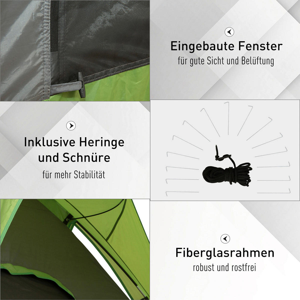 Outsunny Campingzelt grün Kunststoff B/H/L: ca. 300x230x300 cm Campingzelt - grün (300,00/300,00/230,00cm) - Outsunny