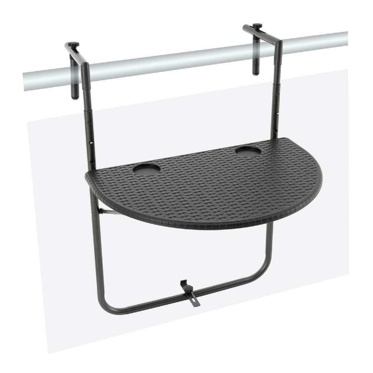 VCM Balkonhängetisch schwarz Polyrattan B/H/L: ca. 59x83x40 cm Balkonhängetisch - schwarz (40,00/59,00/83,00cm) - VCM