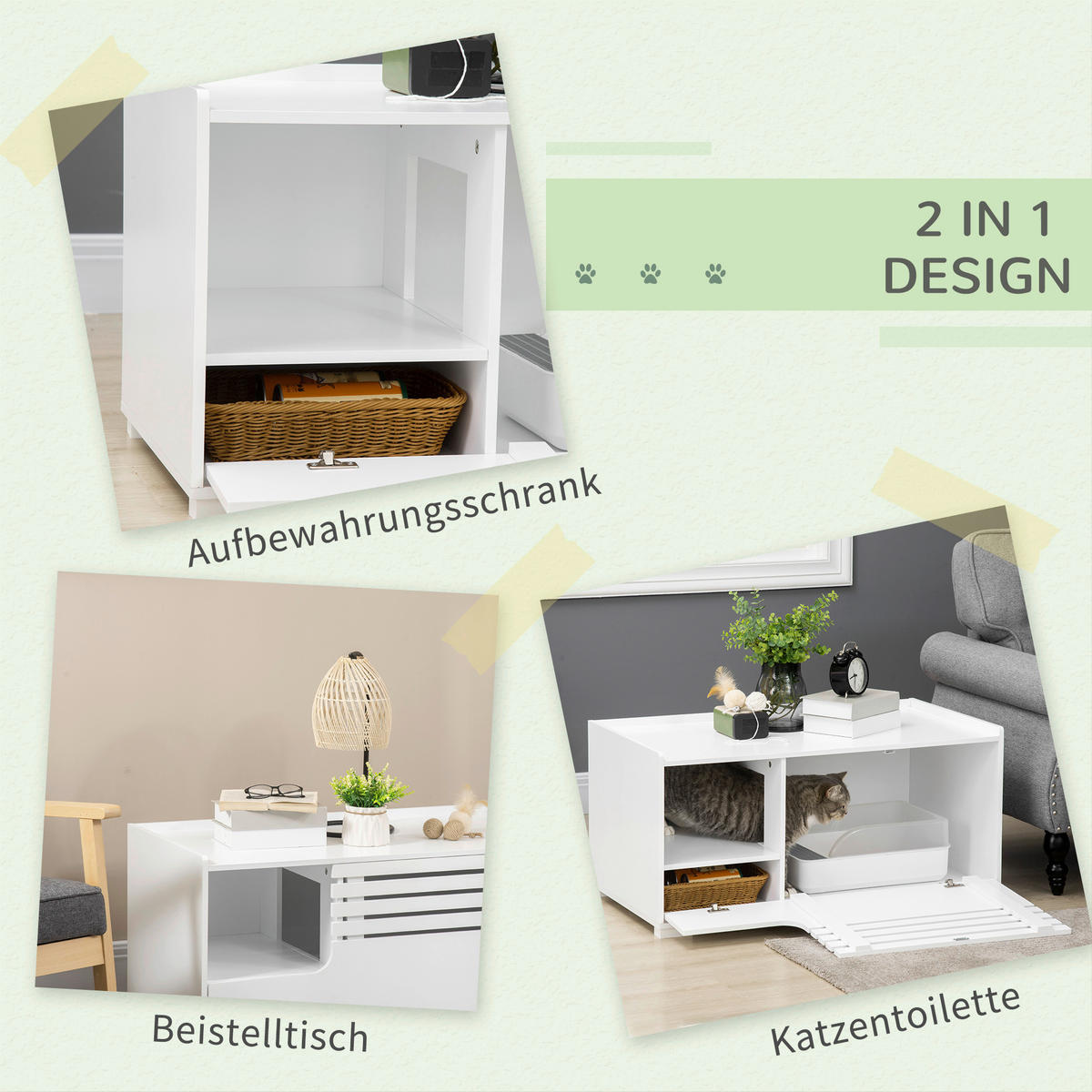PawHut Katzen-Zubehör weiß Edelstahl B/H/L: ca. 48x90x43,5 cm Katzentoilett - weiß (43,50/48,00/90,00cm) - PawHut