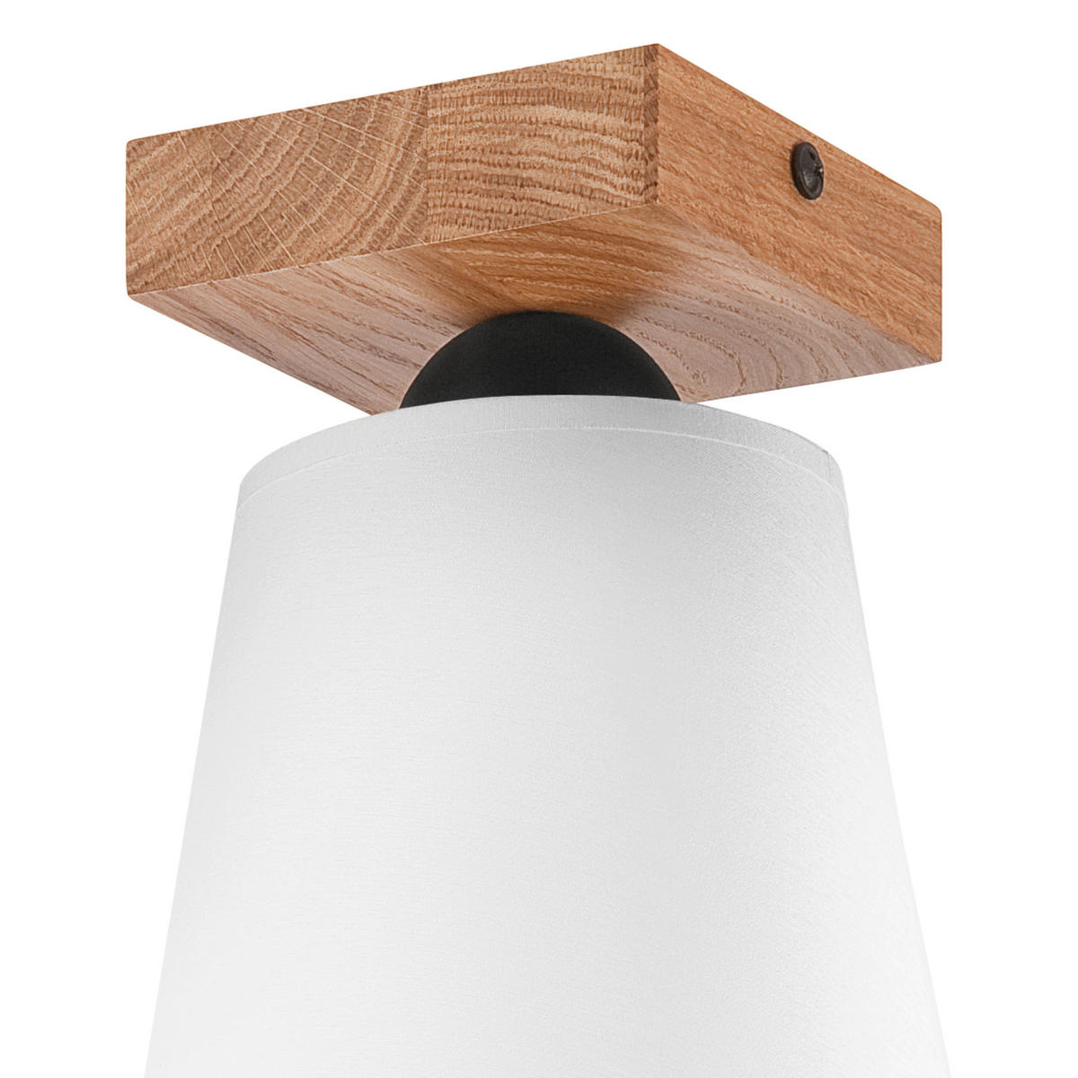 Lamkur Deckenleuchte LULA 47577 weiß Eiche Holz Textil H/L: ca. 21x15 cm E27 1 Brennstellen Lula - Eiche/weiß (15,00cm) - Lamkur