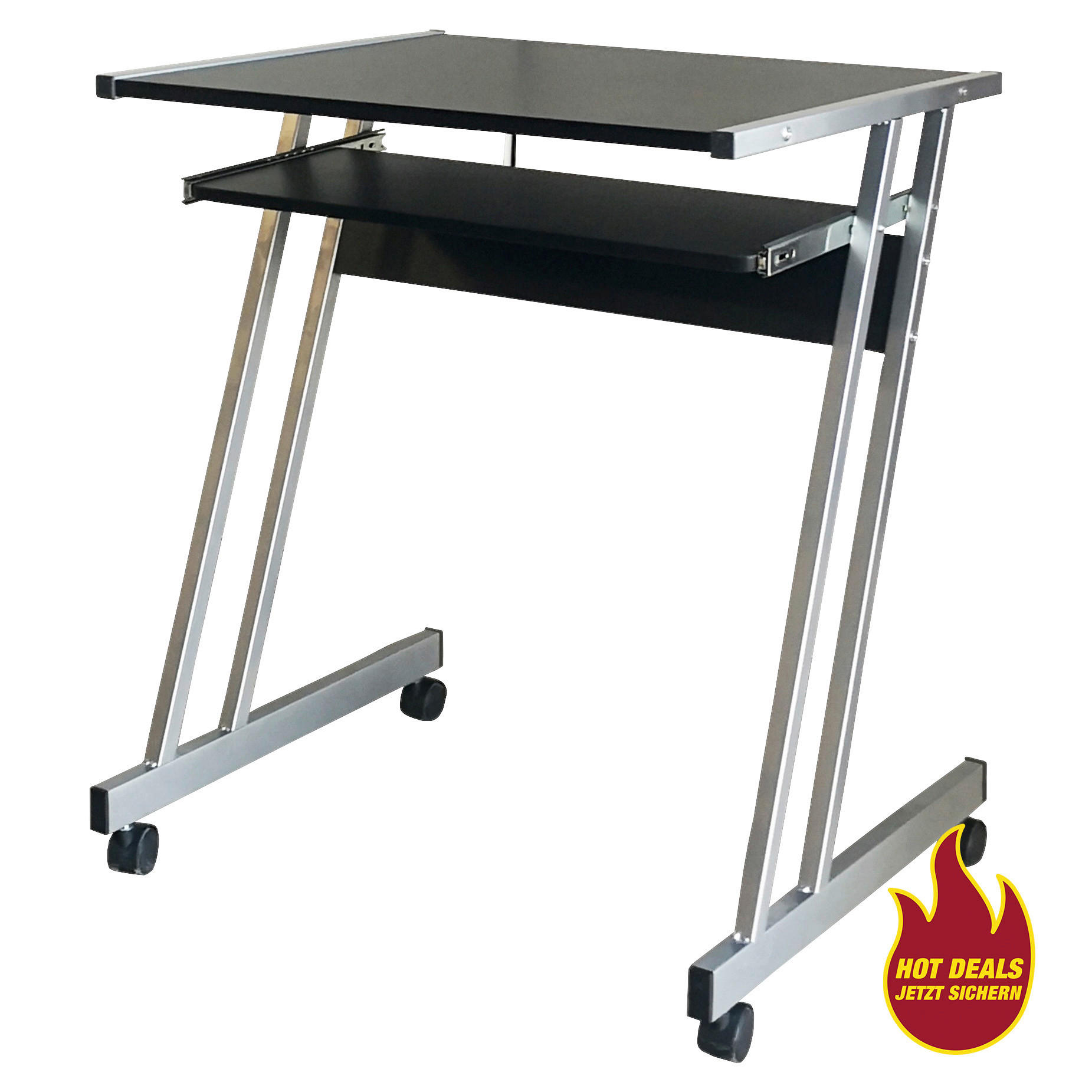 Computerrollwagen Jaro schwarz silber Optik B/H/T: ca. 62x73x50 cm Jaro - schwarz/silber (62,00/73,00/50,00cm)