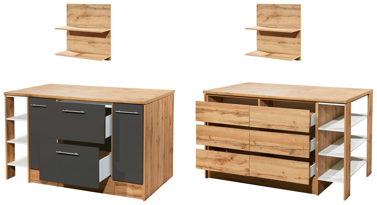 Respekta Küchenblock Hilde grau matt B/H/T: ca. 150x90x90 cm Hilde - Eiche/grau (150,00/90,00/90,00cm) - Respekta