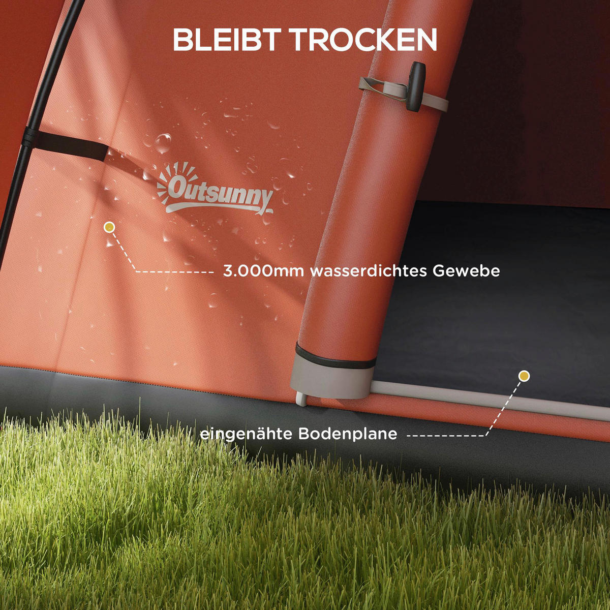 Outsunny Campingzelt B/H/L: ca. 300x198x550 cm Campingzelt - orange (550,00/300,00/198,00cm) - Outsunny