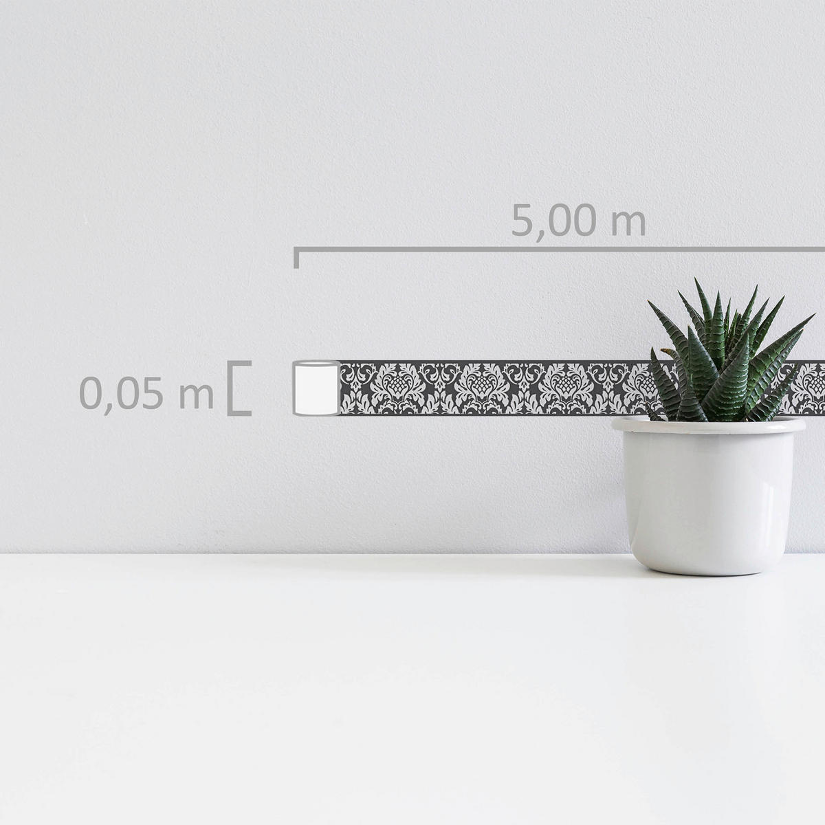A.S.Creation Bordüre schwarz weiß B/H/D: ca. 5x500x7,5 cm Bordüre_selbstklebend - weiß/schwarz (7,50/500,00cm) - A.S.Creation