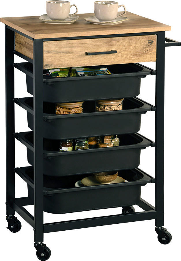 Kesper Küchenwagen natur Spanplatte B/H/T: ca. 50x81x37 cm Küchenwagen - natur/schwarz (50,00/81,00/37,00cm) - Kesper