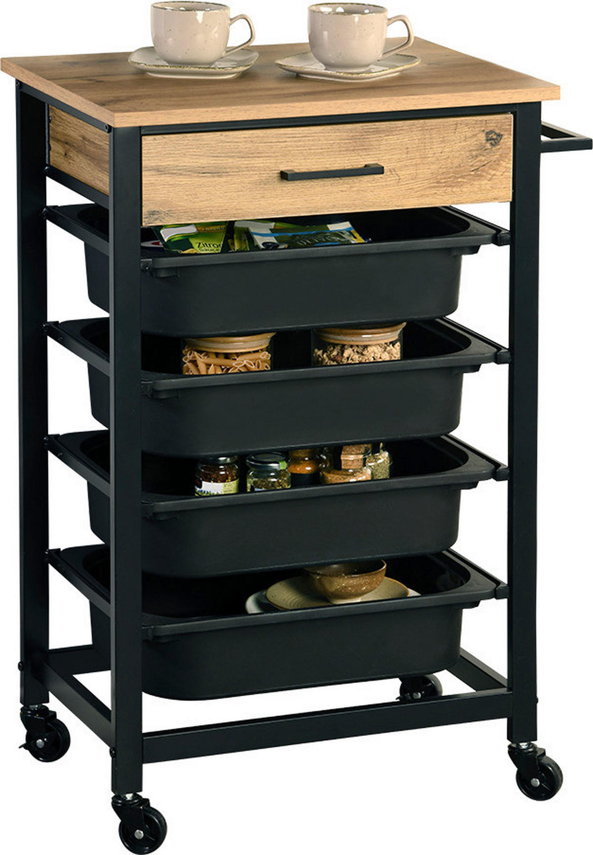 Kesper Küchenwagen natur Spanplatte B/H/T: ca. 50x81x37 cm Küchenwagen - natur/schwarz (50,00/81,00/37,00cm) - Kesper