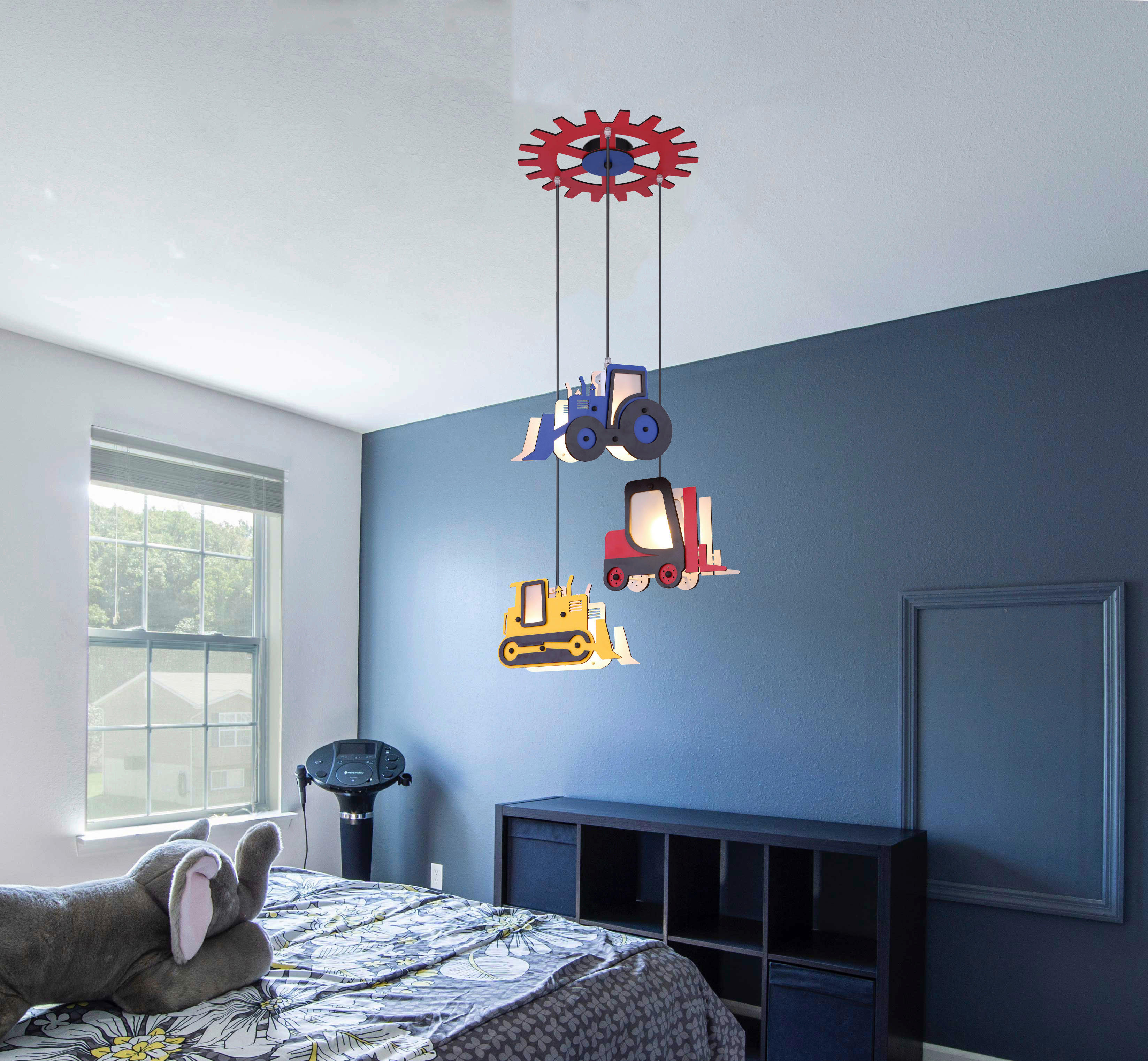 GLOBO Pendelleuchte rot MDF H/D: ca. 120x55 cm E14 3 Brennstellen TOOLIES - rot (55,00/120,00cm) - GLOBO
