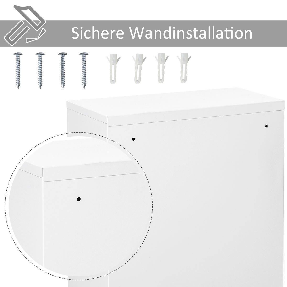 kleankin Medizinschrank weiß Polypropylen B/H/L: ca. 18x40x60 cm Medizinschrank - weiß (60,00/18,00/40,00cm) - kleankin