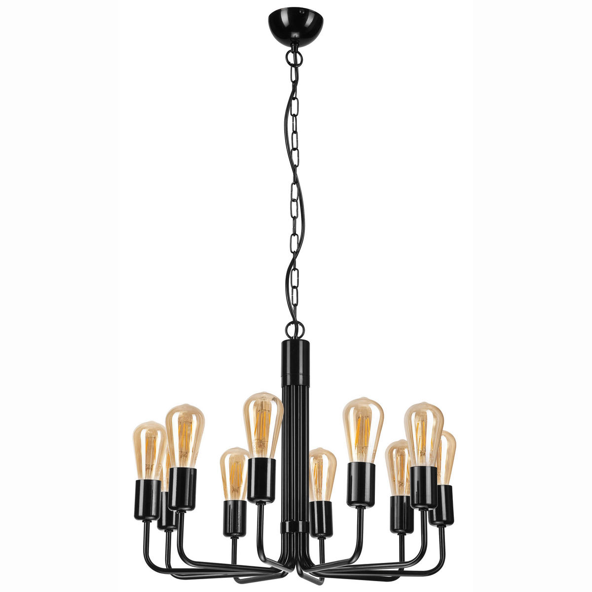 Lamkur Pendelleuchte schwarz Stahl B/H/L: ca. 54x98x54 cm E27 10 Brennstellen TIFFANY - schwarz (54,00/54,00/98,00cm) - Lamkur