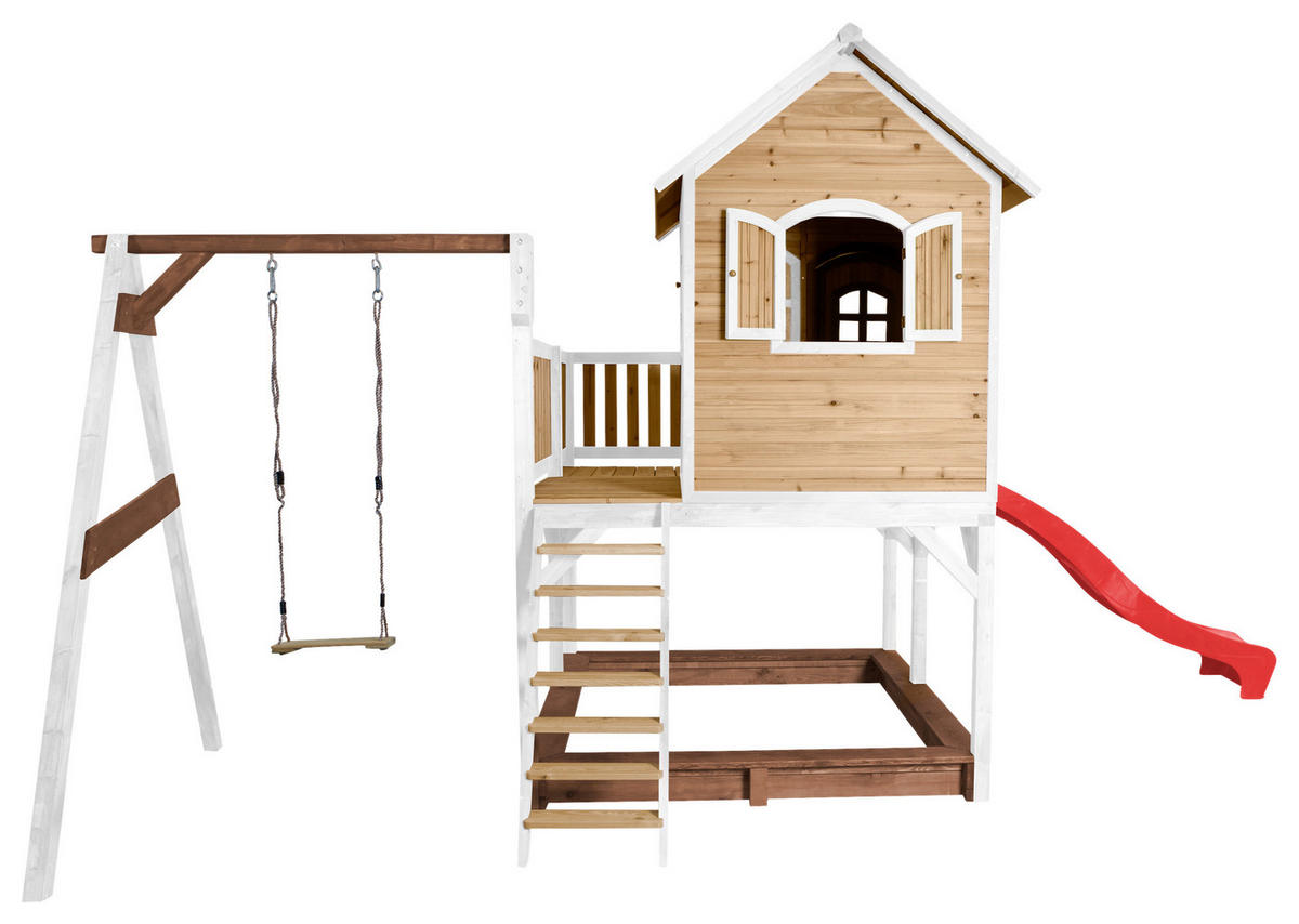 AXI Spielhaus Liam braun B/H/L: ca. 541x291x277 cm Liam - braun/weiß (277,00/541,00/291,00cm) - AXI