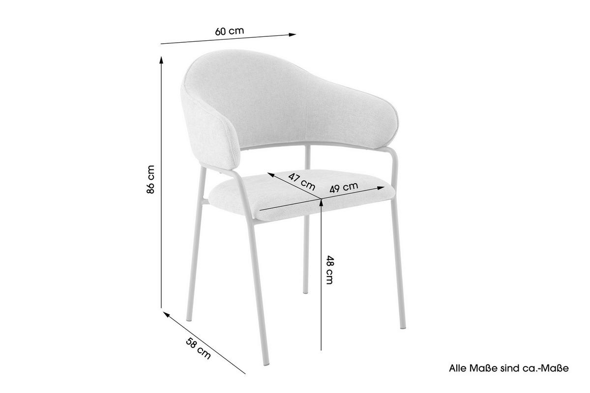 Stuhl CURVE grau taupe Metall Stoff B/H/T: ca. 60x86x58 cm CURVE - taupe/grau (60,00/86,00/58,00cm) - byLIVING