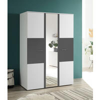 Kleiderschrank Alex weiß Graphit B/H/T: ca. 135x195x60 cm Alex - weiß/Graphit (135,00/195,00/60,00cm)