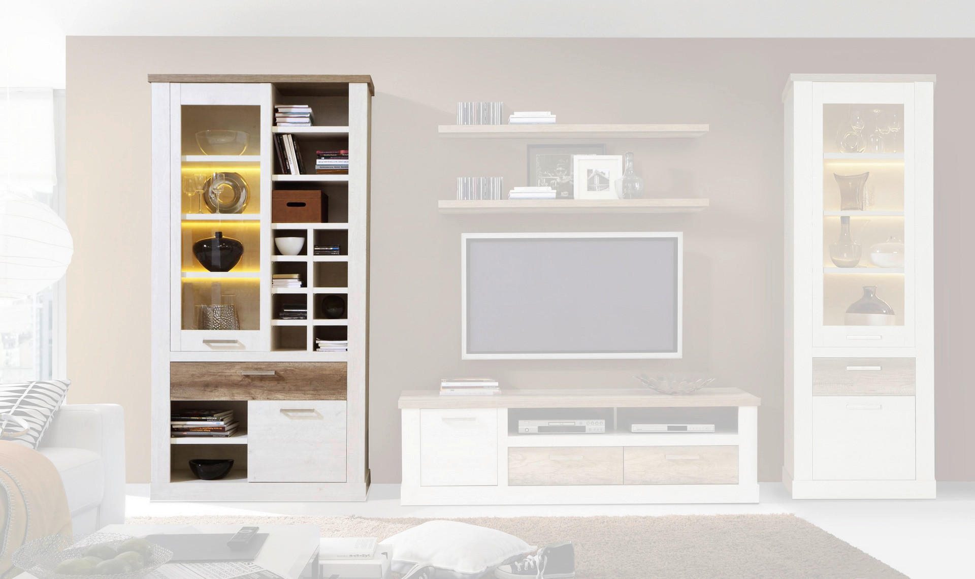 Standvitrine  B/H/T: ca. 108x212x41 cm Duro_Vitrine DURV821L-T75 - Eiche (108,00/212,00/41,00cm)