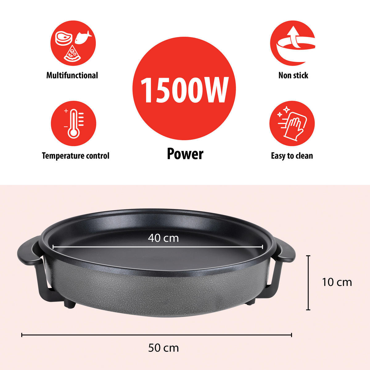 Alpina Elektrische Multipfanne 18202 Aluminium Glas H/D: ca. 7x40 cm Elektrische_Multipfanne 18202 - (40,00/7,00cm) - Alpina