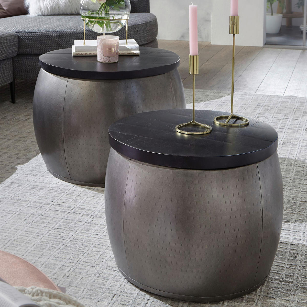 Couchtisch 2er-Set. silber B/H/T: ca. 0x45x0 cm 2er-Set. - silber (0,00/45,00/0,00cm) - Wohnling