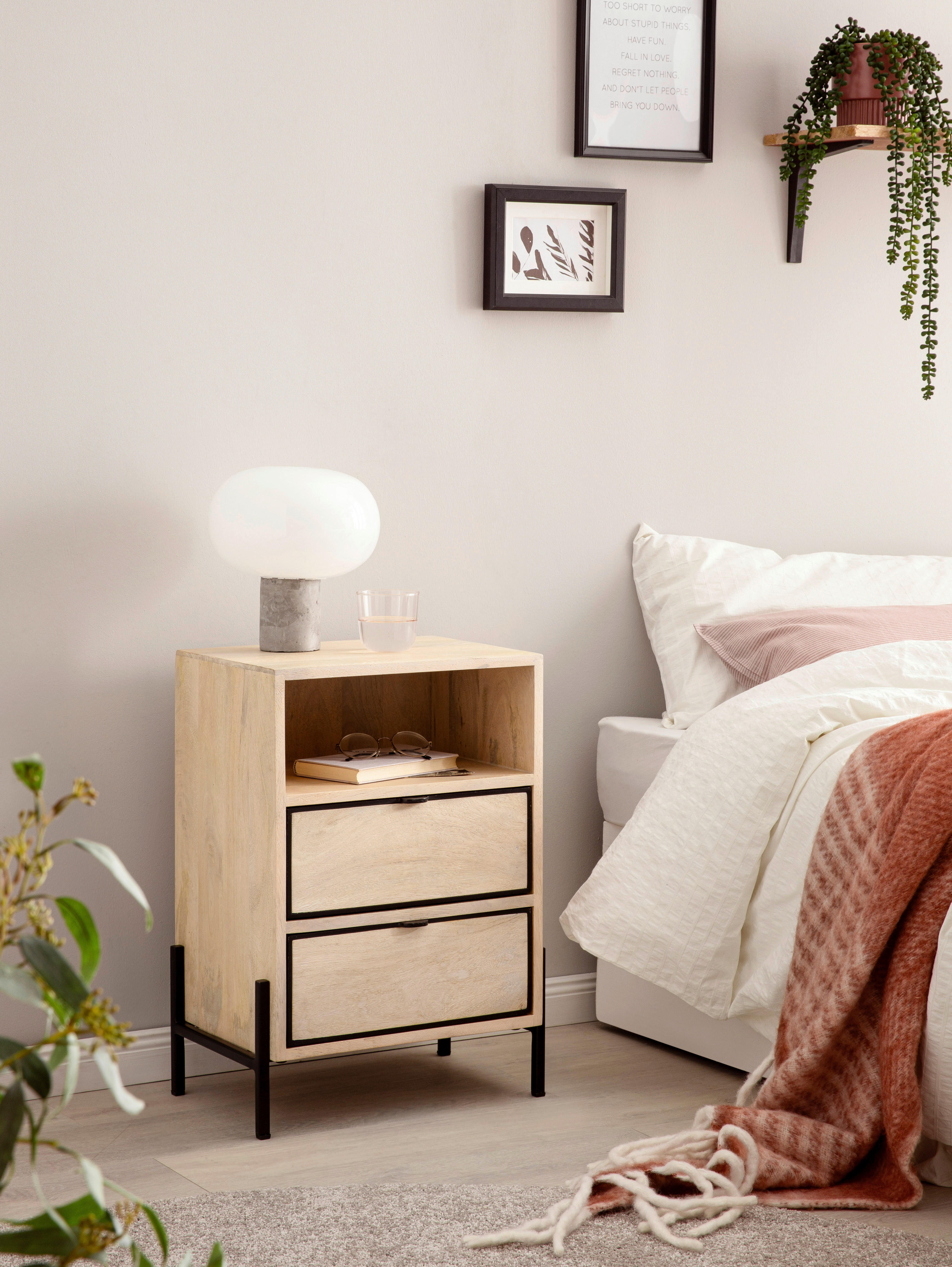 Nachtkonsole braun B/H/T: ca. 43x60x50 cm Nachttisch - braun (43,00/60,00/50,00cm) - Wohnling