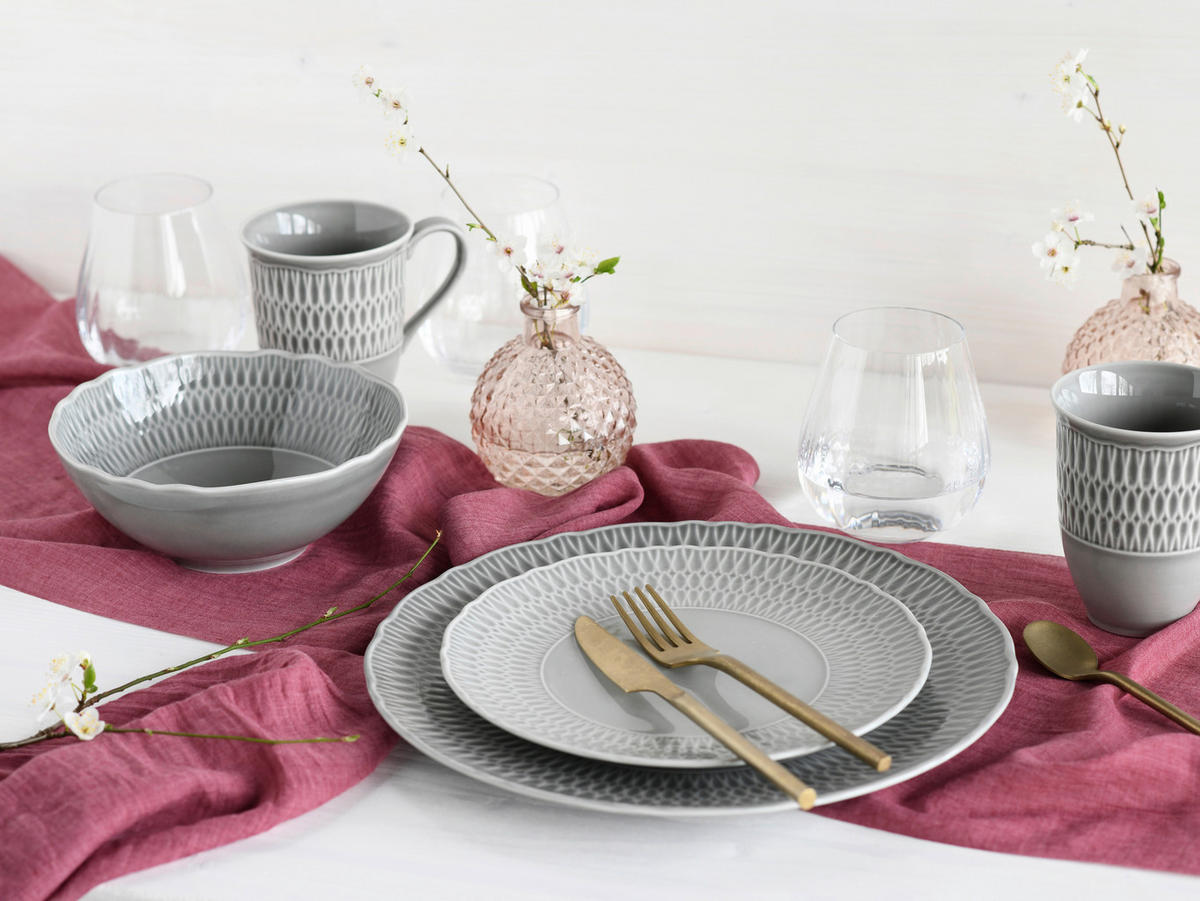 CreaTable Kombiservice Sofia grau Porzellan 16 tlg. Sofia - grau - CreaTable