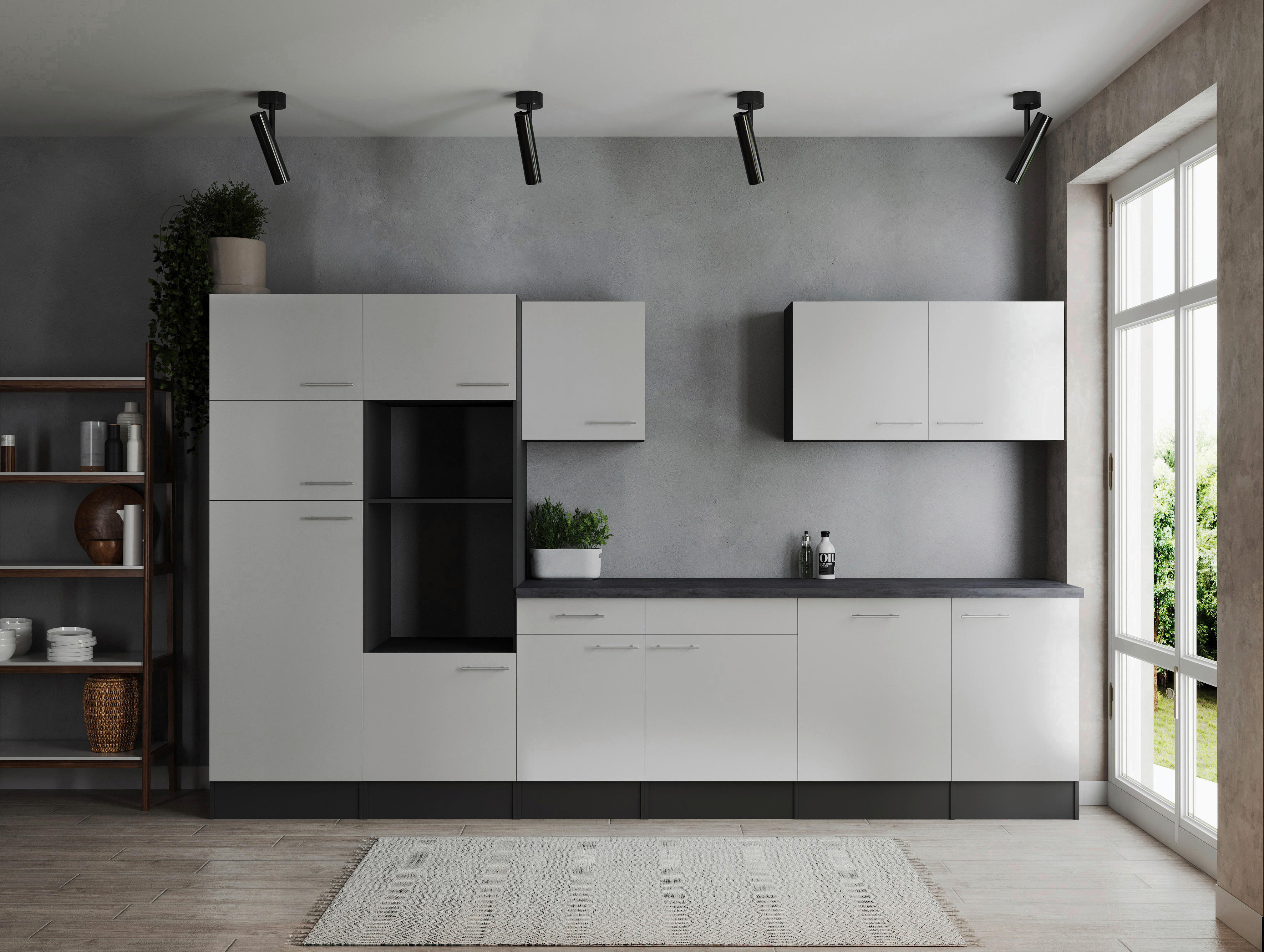 Küchenblock Oliver B/H/T: ca. 340x205x60 cm Oliver - weiß/granit (340,00/205,00/60,00cm) - Respekta