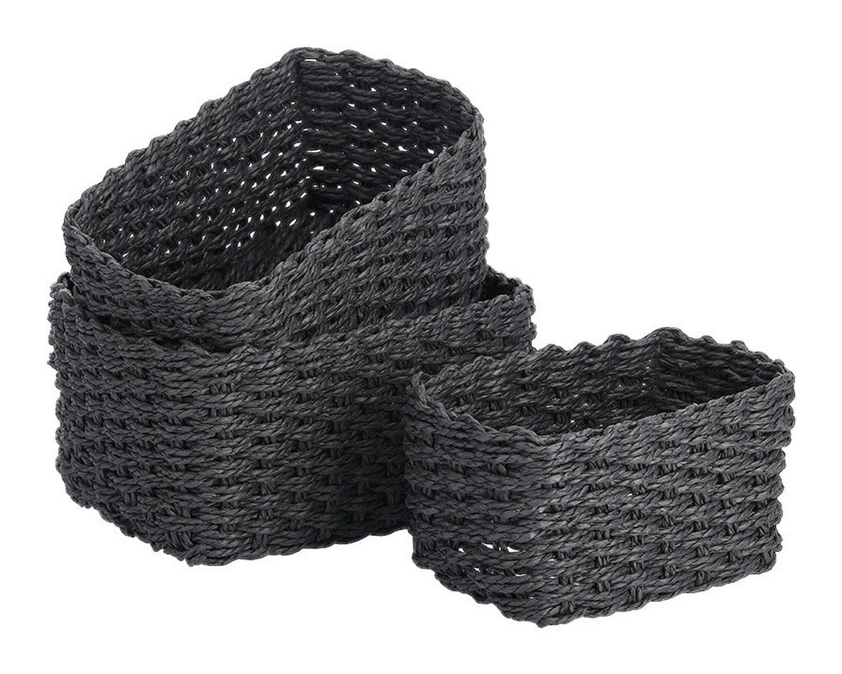 Zeller Aufbewahrungskorb-Set schwarz Papiergeflecht Aufbewahrungskorb-Set_3tlg. - schwarz - Zeller