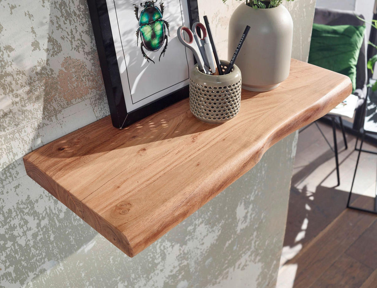 Wandregal braun Holz B/H/T: ca. 60x4x26 cm Wandregal - braun (60,00/4,00/26,00cm) - Wohnling