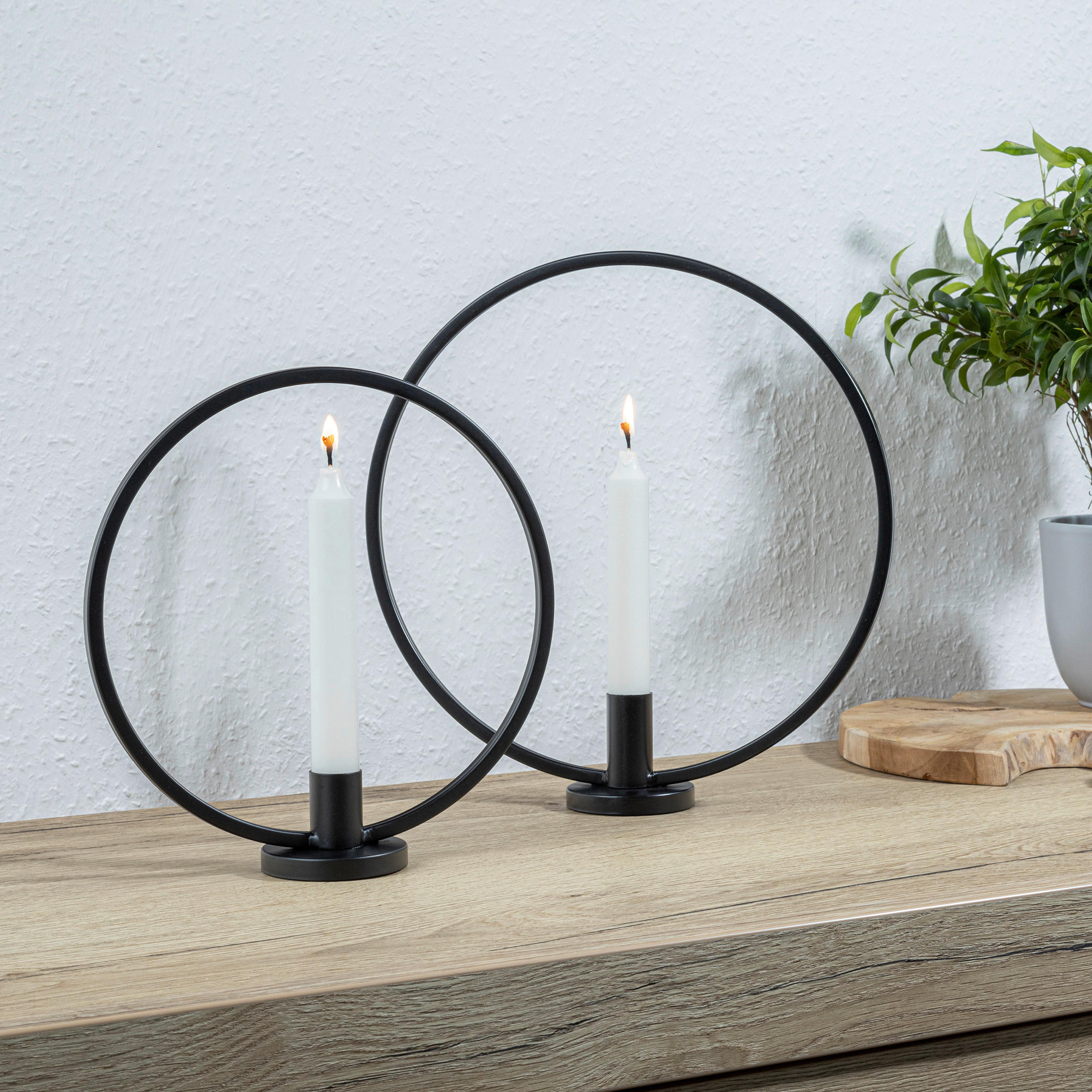 HI Kerzenhalter schwarz Metall Kerzenhalter_Ring_2erSet - schwarz - HI