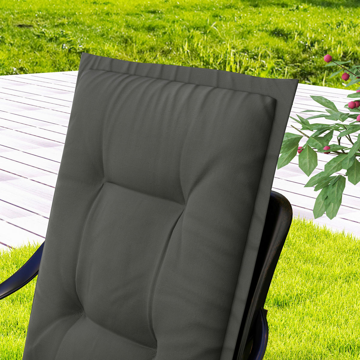 Outsunny Sitzkissen 4er Set hellgrau Polyester B/H/L: ca. 50x5x108 cm Sitzkissen 4er Set - hellgrau (108,00/50,00/5,00cm) - Outsunny