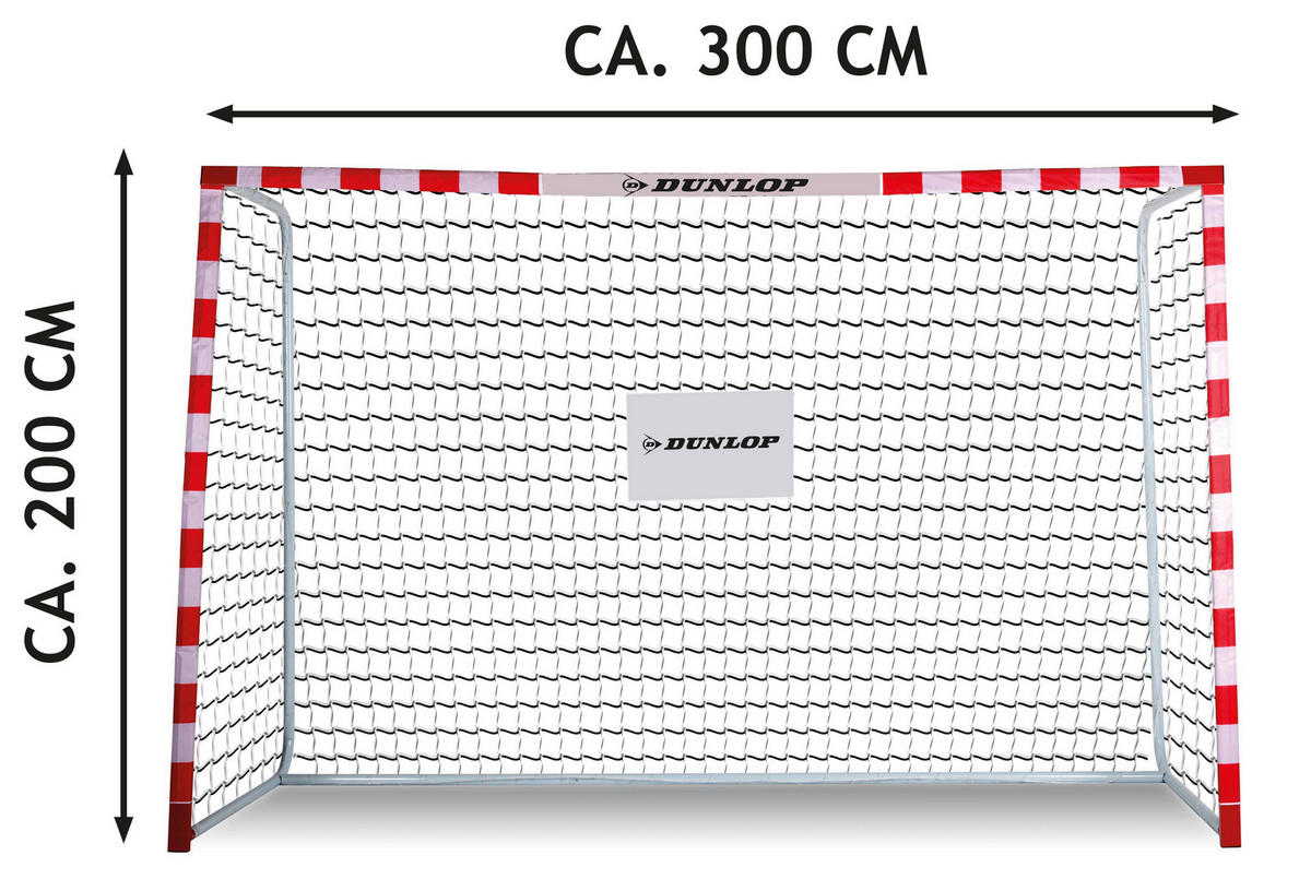 Dunlop Fußballtor rot B/H/L: ca. 200x110x300 cm Fußballtor - weiß/rot (300,00/200,00/110,00cm) - Dunlop