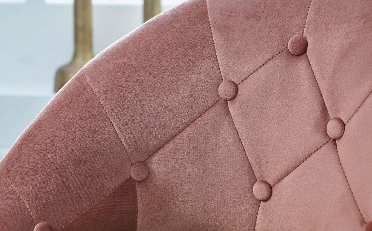 Wohnling Sessel rosa gold Samt Eisen B/H/T: ca. 67x80x62 cm Loungesessel - gold/rosa (67,00/80,00/62,00cm) - Wohnling