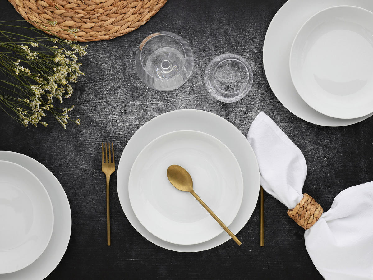 CreaTable Tafelservice Luna weiß Porzellan 12 tlg. Luna - weiß - CreaTable