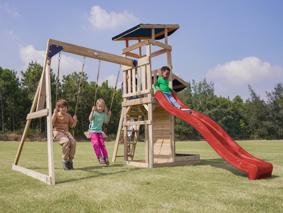 AXI Spielturm Malik rot B/H/L: ca. 345x270x336 cm Malik - braun/rot (336,00/345,00/270,00cm) - AXI