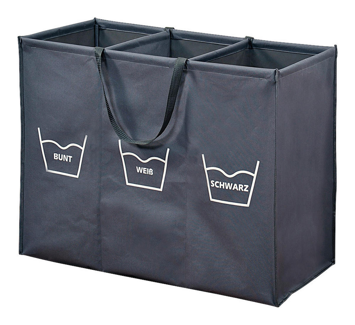 Kesper Wäschesammler grau Polyester B/H/L: ca. 36x60x74 cm Wäschesammler_3er-Einteilung - grau (74,00/36,00/60,00cm) - Kesper