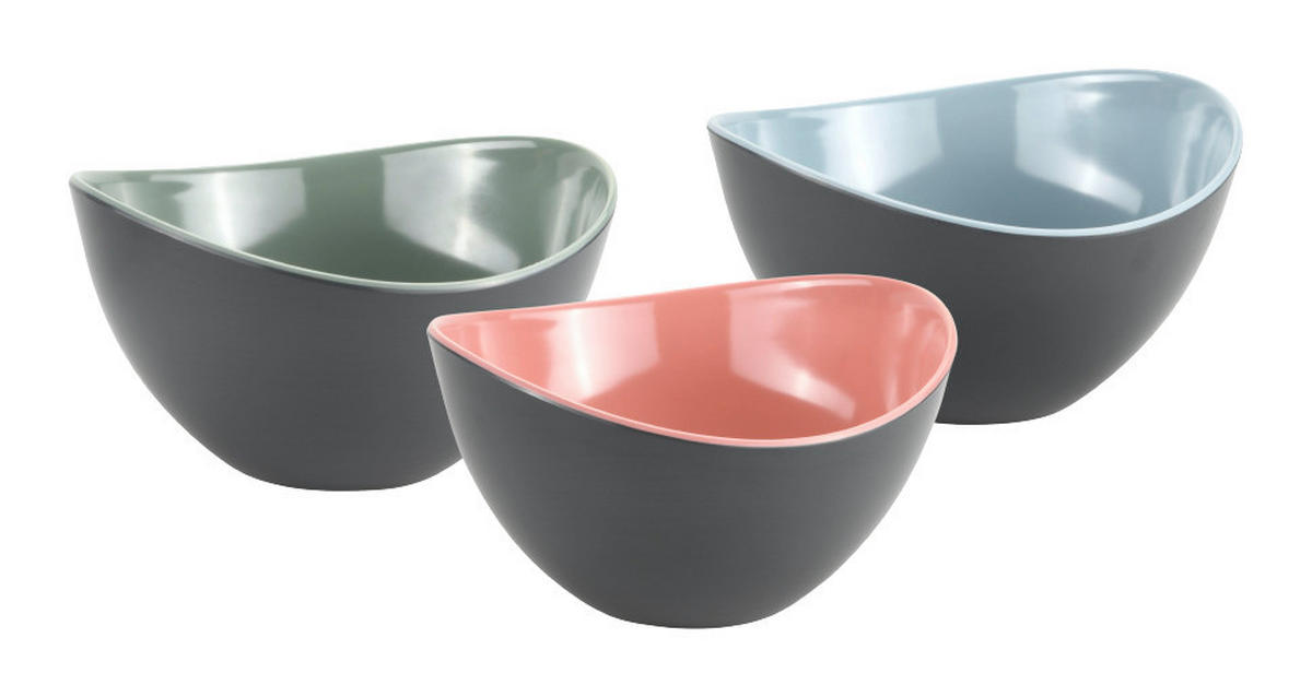 Kesper Schale multicolor Melamin B/H/L: ca. 12x11x20 cm Obst-/u.Salatschale_3erSet - multicolor (20,00/12,00/11,00cm) - Kesper