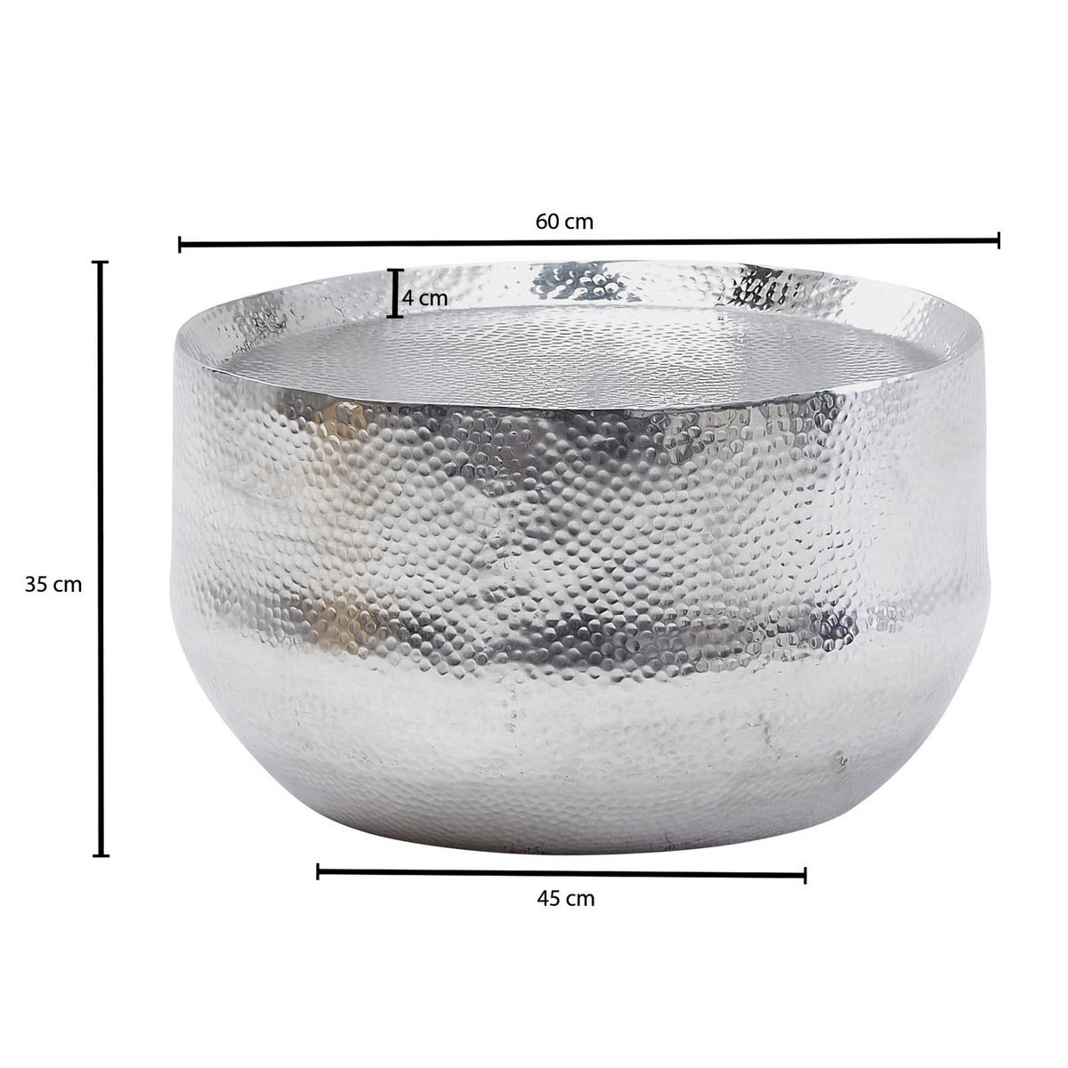 Couchtisch silber B/H/T: ca. 60x35x60 cm Couchtisch - silber (60,00/35,00/60,00cm) - Wohnling
