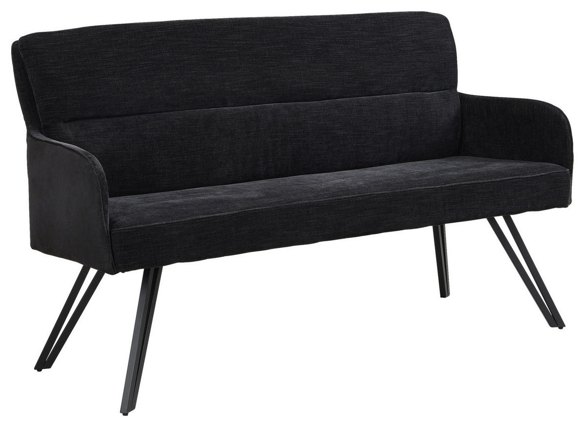 Sitzbank TINO schwarz Metall Microfaser B/H/T: ca. 140x94x67 cm TINO - schwarz (140,00/94,00/67,00cm) - byLIVING