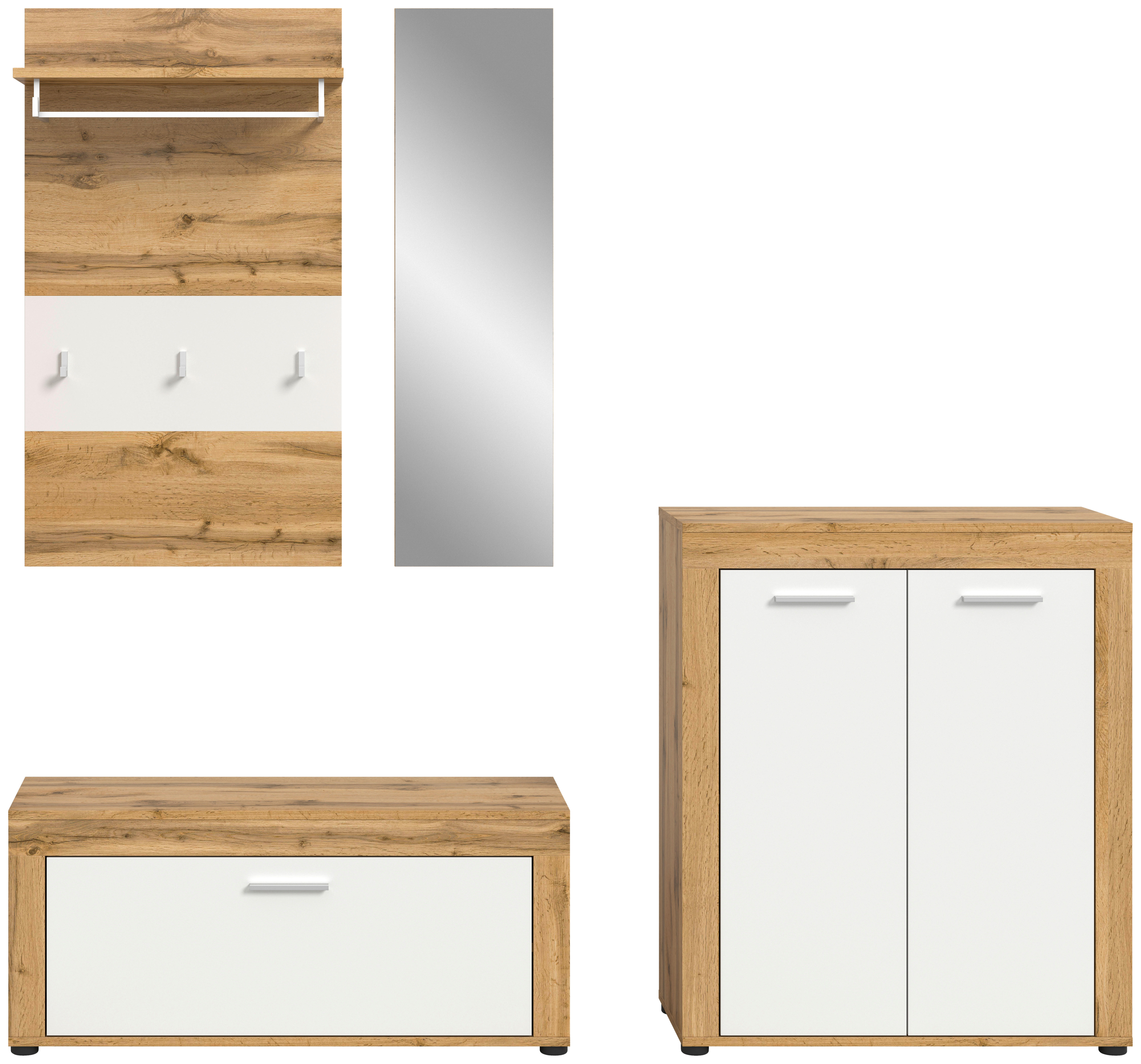 Thumbnail - Garderobe JAM Eiche Wotan Nachbildung weiß B/H/T: ca. 200x191x35 cm