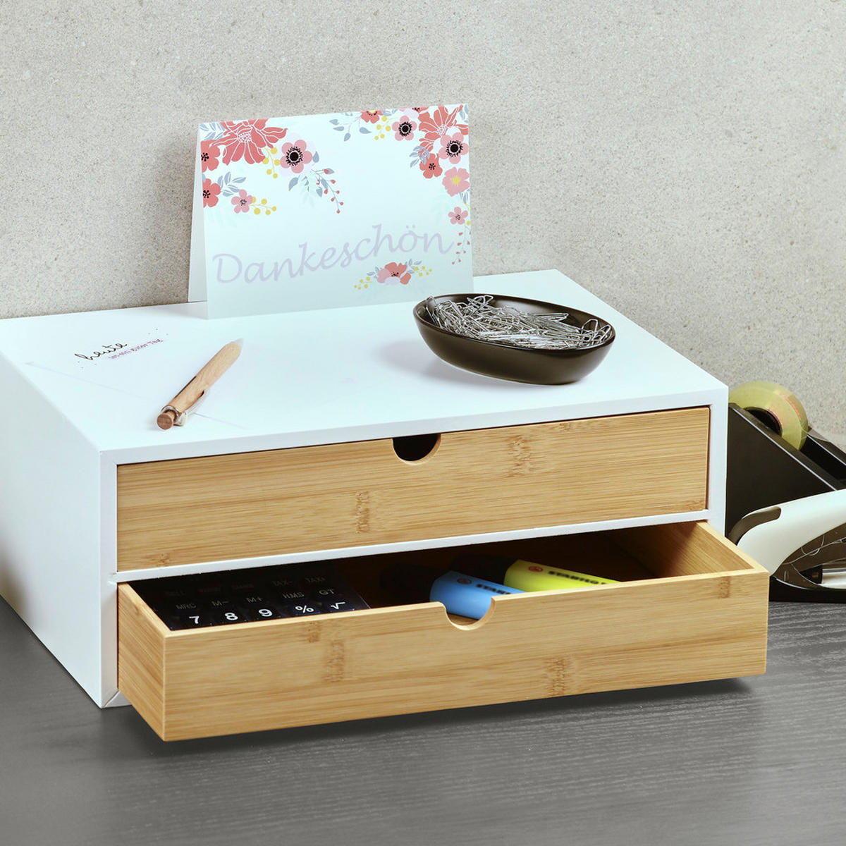 Kesper Organizer braun MDF B/H/L: ca. 21,5x14x33,5 cm Organizer - braun/weiß (33,50/21,50/14,00cm) - Kesper