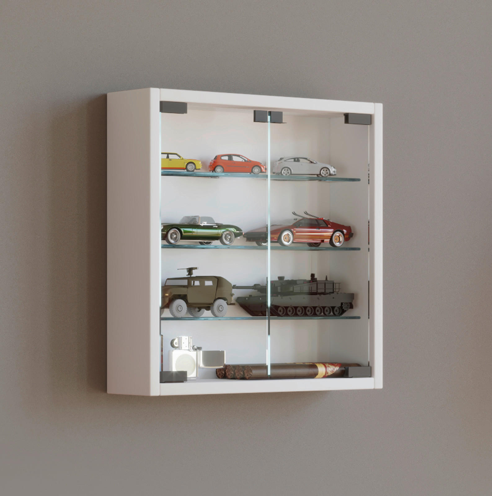 Vitrine Mandosa S weiß Holzwerkstoff Glas B/H/T: ca. 40x40x10 cm Mandosa S - weiß (40,00/40,00/10,00cm) - VCM Möbel