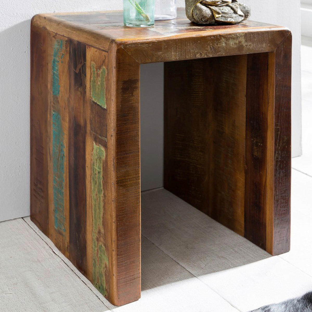 Beistelltisch braun Holz B/H/T: ca. 45x55x40 cm Beistelltisch Kalkutta - braun (45,00/55,00/40,00cm) - Wohnling