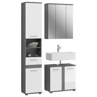 Badezimmer-Set BLAKE Rauchsilber Nachbildung weiß Hochglanz B/H/T: ca. 114x191x34 cm BLAKE - weiß (114,00/191,00/34,00cm) - xonox.home