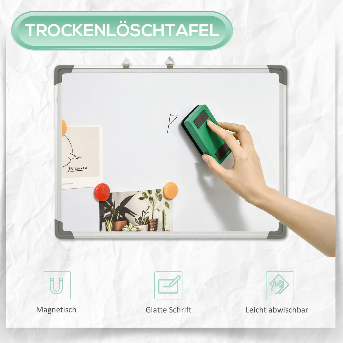 HOMCOM Wandboard Whiteboard - weiß (45,00/1,80/60,00cm) - HOMCOM