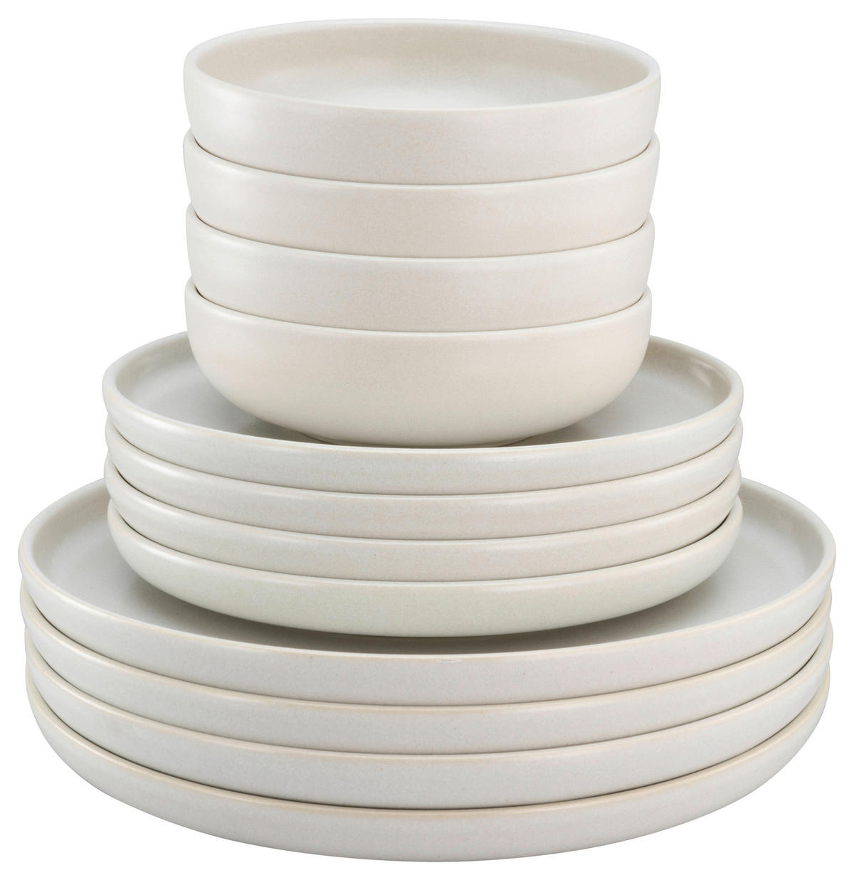 CreaTable Tafelservice Uno offwhite Steinzeug 12 tlg. Uno - offwhite - CreaTable