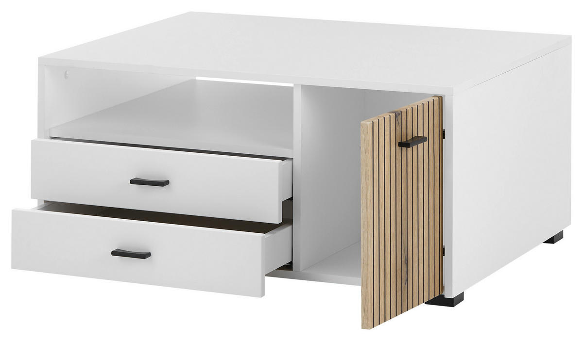 Couchtisch Hudson weiß matt Eiche Evoke Coast Nachbildung B/H/T: ca. 90x43x70 cm Hudson - Eiche/weiß (90,00/43,00/70,00cm)