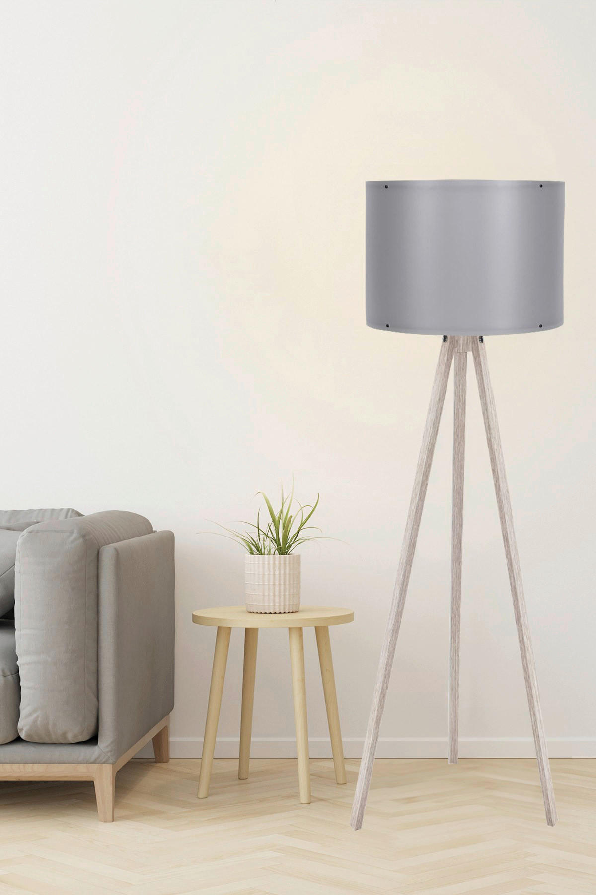 Opviq Stehleuchte creme grau MDF Polypropylen B/H/L: ca. 38x145x38 cm E27 1 Brennstellen Stehleuchte_118 - creme/grau (38,00/38,00/145,00cm) - Opviq