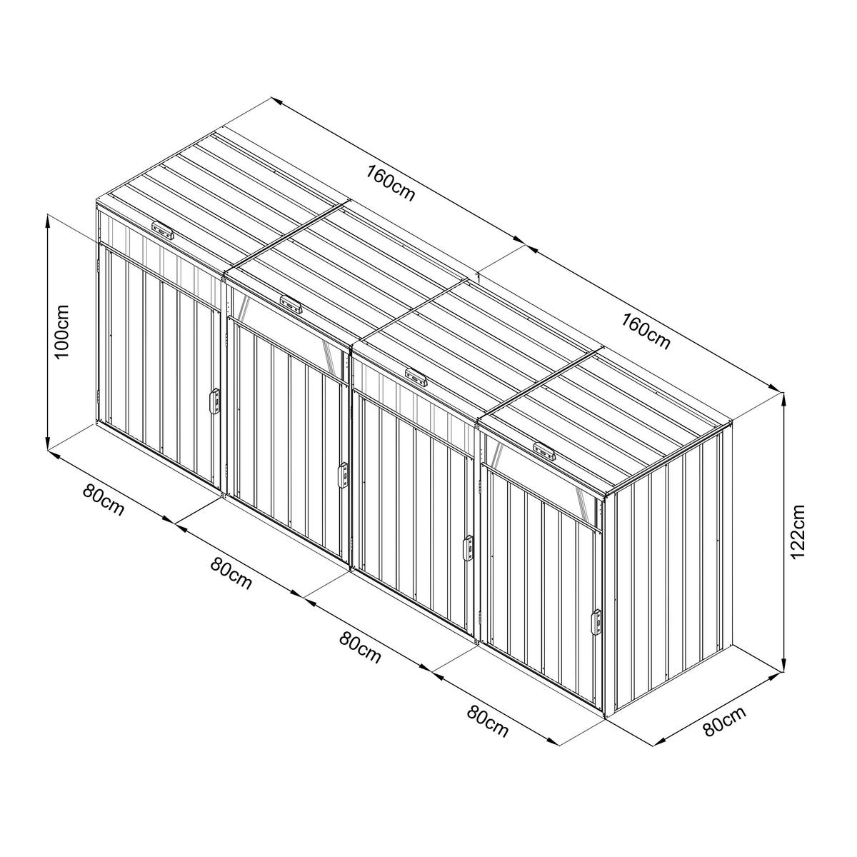 AXI Outdoor Living Mülltonnenbox Owen anthrazit B/H/L: ca. 80x122x320 cm Owen - anthrazit (320,00/80,00/122,00cm) - AXI Outdoor Living